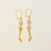 18K DOUBLE FLOWER TRI GOLD EARRINGS