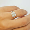 18K HALO PRINCESS CUT RING